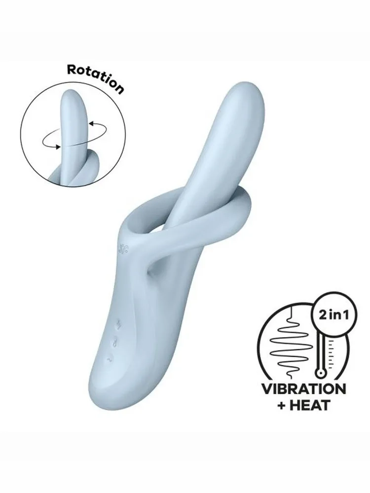 Вибратор-ротатор с подогревом и клиторальным стимулятором "Satisfyer Heat Flex 4" голубой 